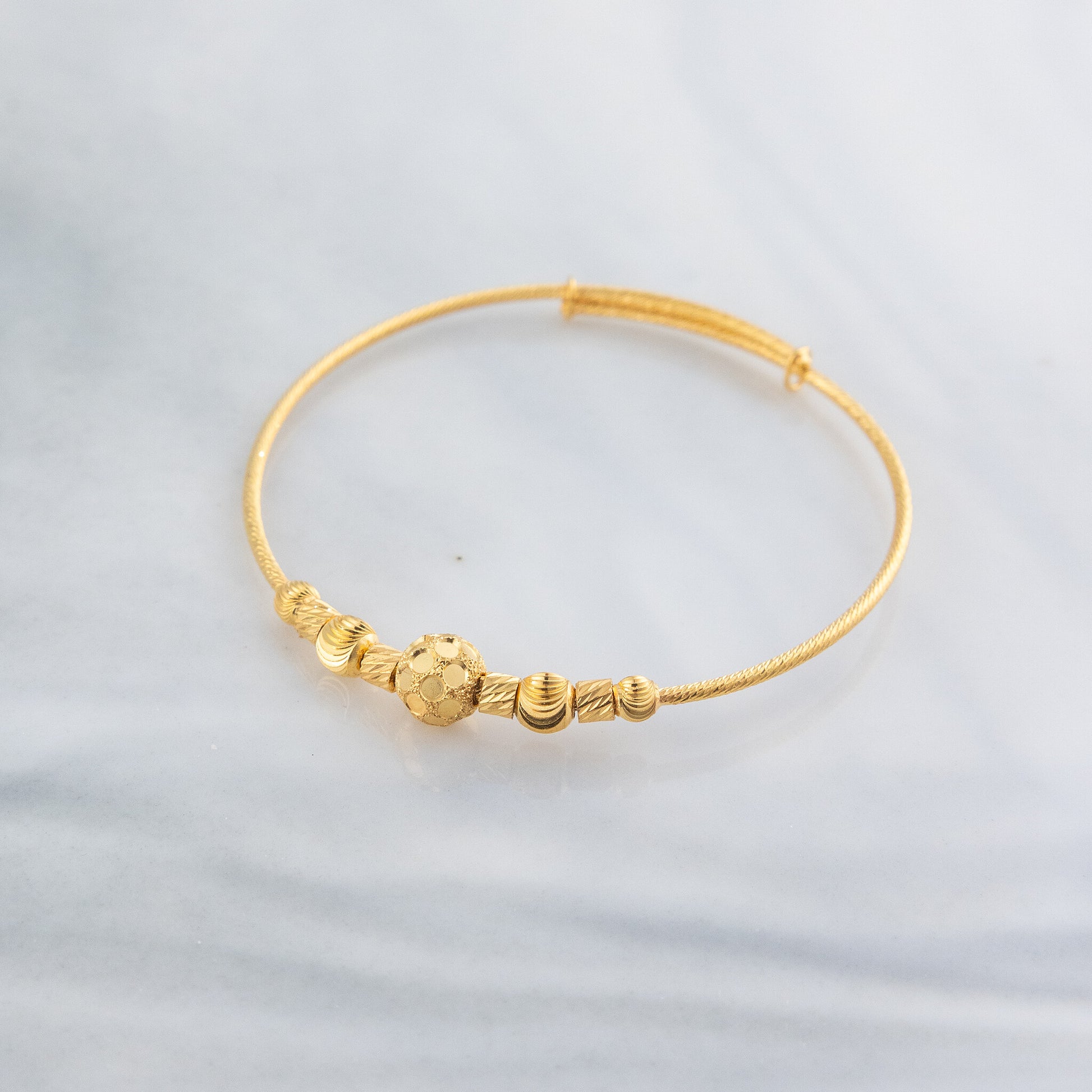 Beads Flex Kids Bangle (D188) - 925 Silver & 24K Gold Plated - Falaq Jewellery Oman