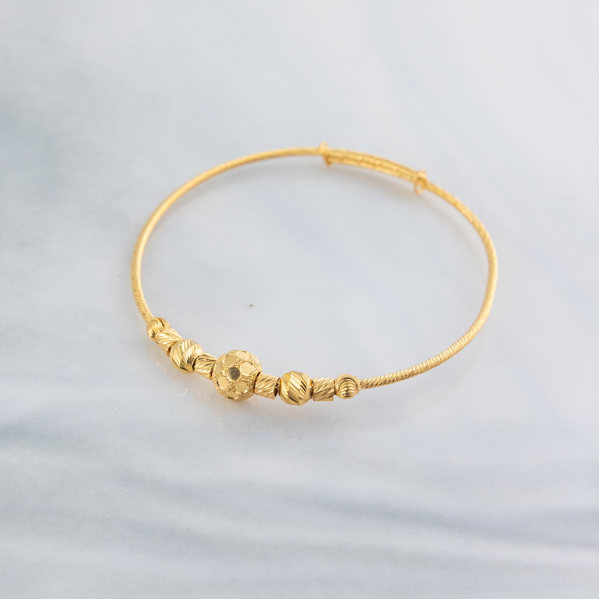 Beads Flex Kids Bangle (D189) - 925 Silver & 24K Gold Plated - Falaq Jewellery Oman