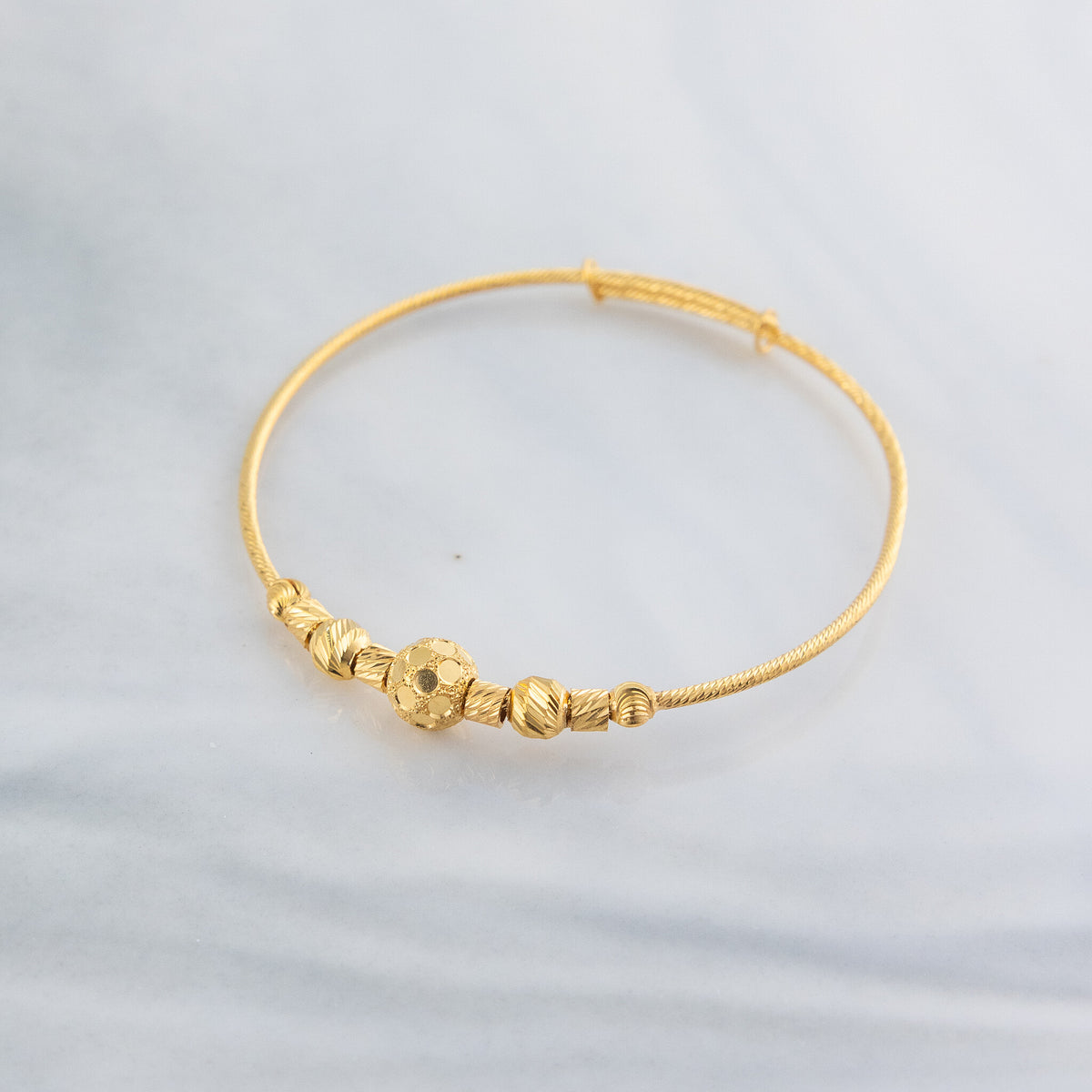 Beads Flex Kids Bangle (D189) - 925 Silver & 24K Gold Plated - Falaq Jewellery Oman
