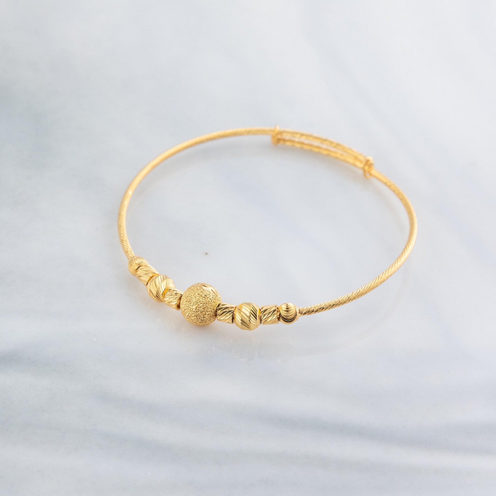 Beads Flex Kids Bangle (D191) - 925 Silver & 24K Gold Plated - Falaq Jewellery Oman
