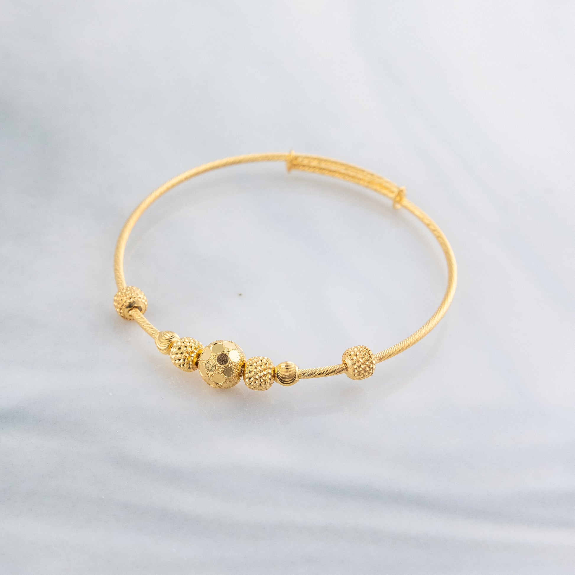 Beads Flex Kids Bangle (D192) - 925 Silver & 24K Gold Plated - Falaq Jewellery Oman