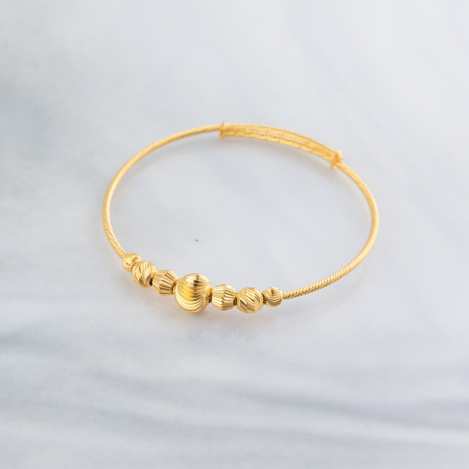 Beads Flex Kids Bangle (D193) - 925 Silver & 24K Gold Plated - Falaq Jewellery Oman