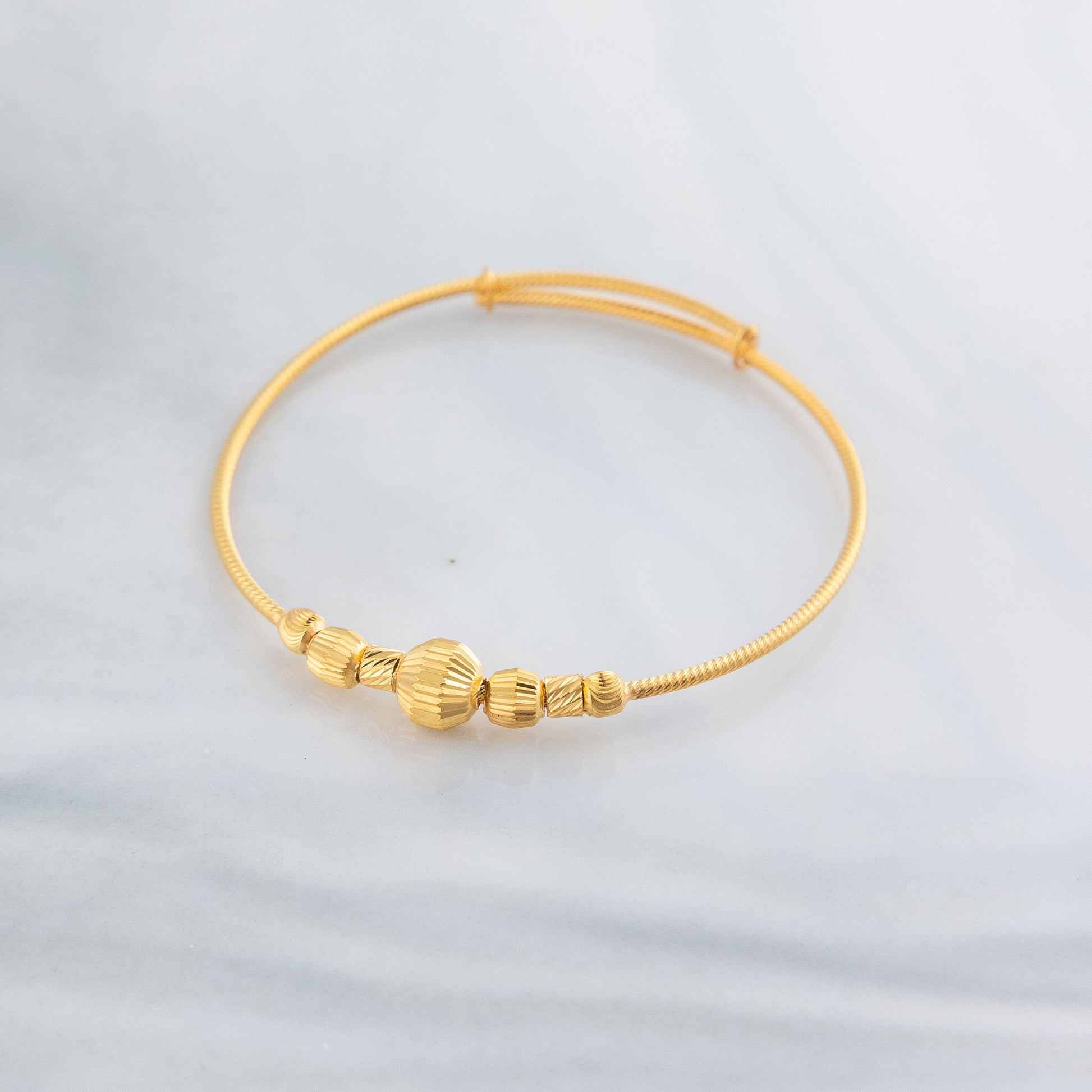 Beads Flex Kids Bangle (D194) - 925 Silver & 24K Gold Plated - Falaq Jewellery Oman
