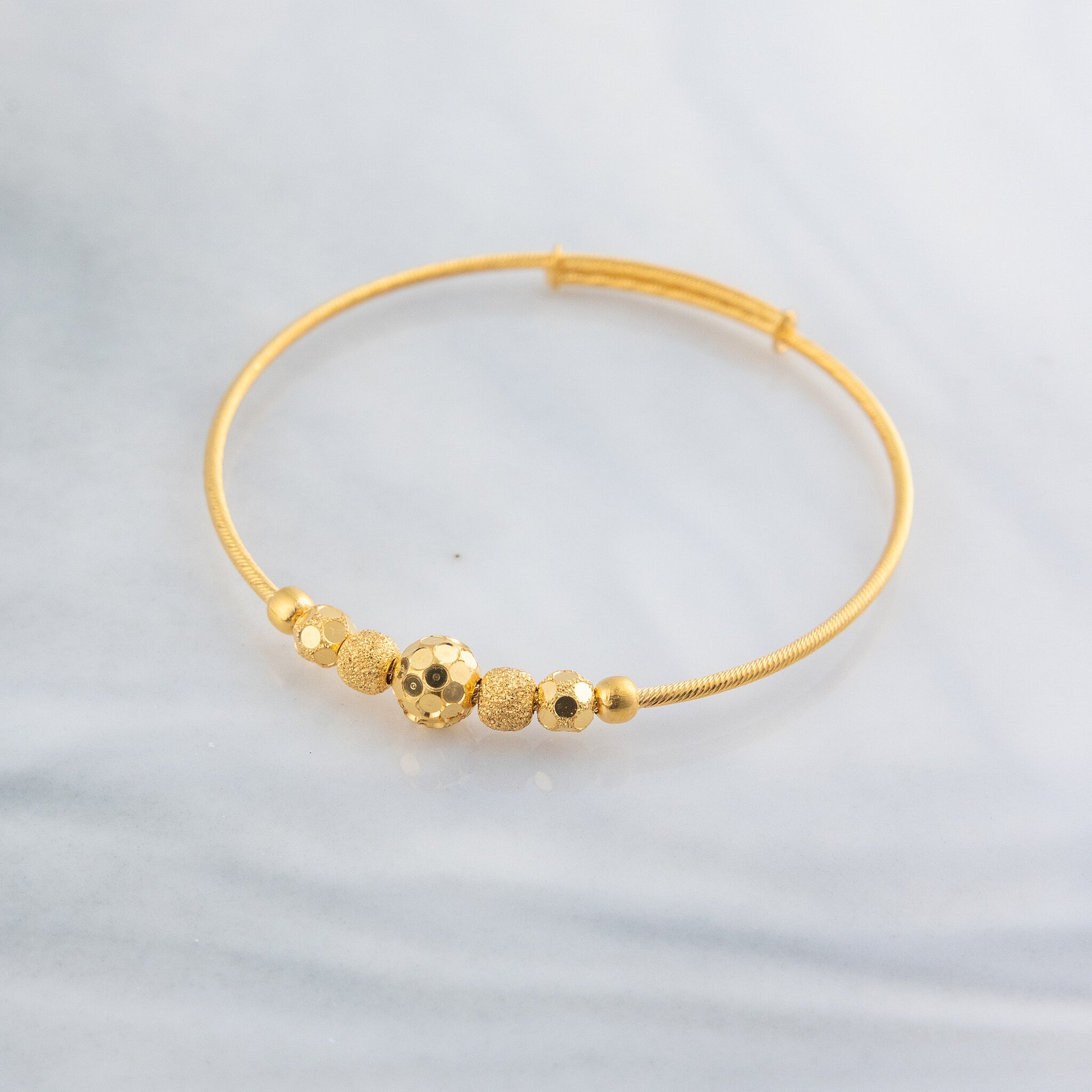 Beads Flex Kids Bangle (D195) - 925 Silver & 24K Gold Plated - Falaq Jewellery Oman