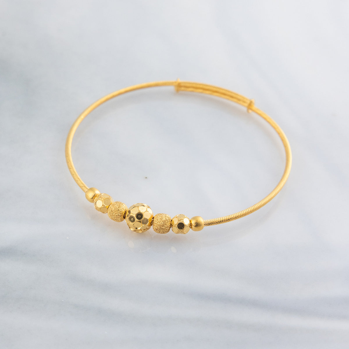 Beads Flex Kids Bangle (D195) - 925 Silver & 24K Gold Plated - Falaq Jewellery Oman