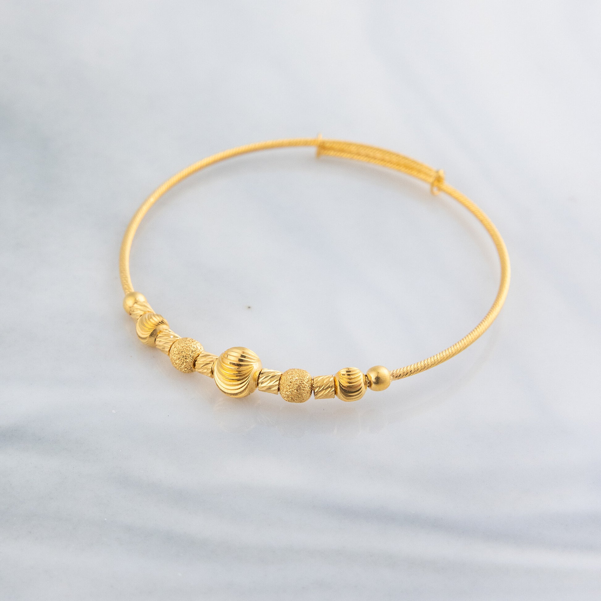 Beads Flex Kids Bangle (D197) - 925 Silver & 24K Gold Plated - Falaq Jewellery Oman