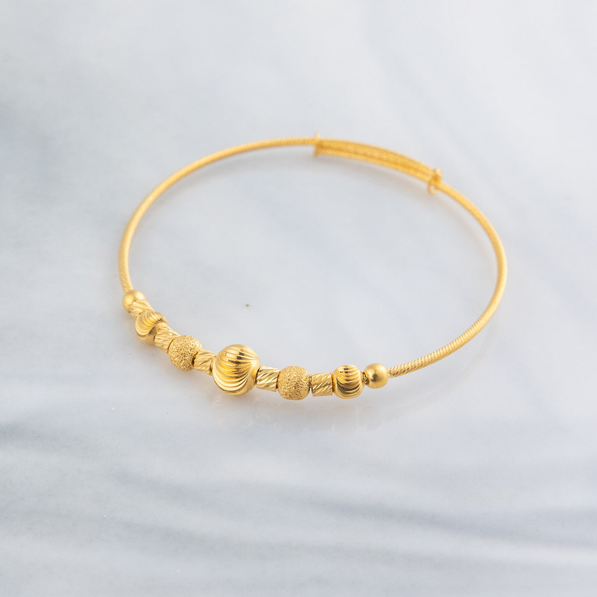 Beads Flex Kids Bangle (D197) - 925 Silver & 24K Gold Plated - Falaq Jewellery Oman