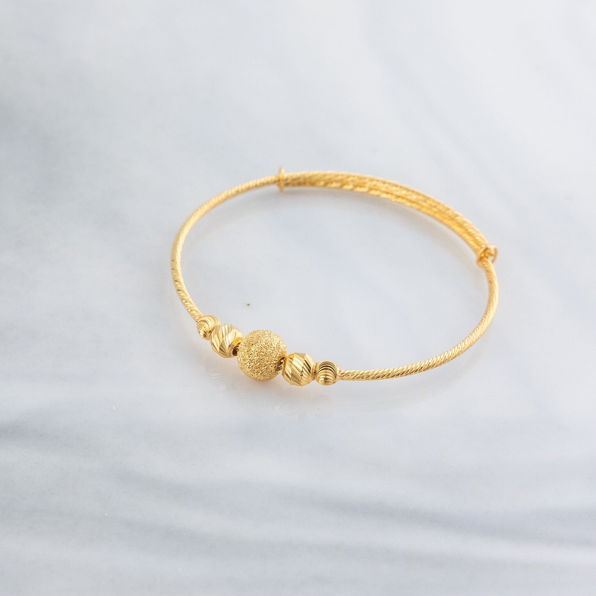 Beads Flex Kids Bangle (D198) - 925 Silver & 24K Gold Plated - Falaq Jewellery Oman