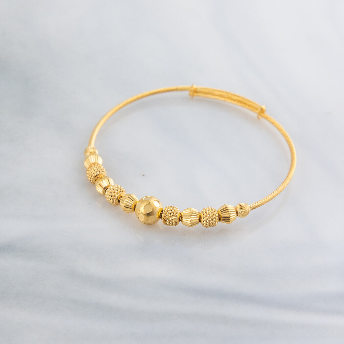 Beads Flex Kids Bangle (D199) - 925 Silver & 24K Gold Plated - Falaq Jewellery Oman