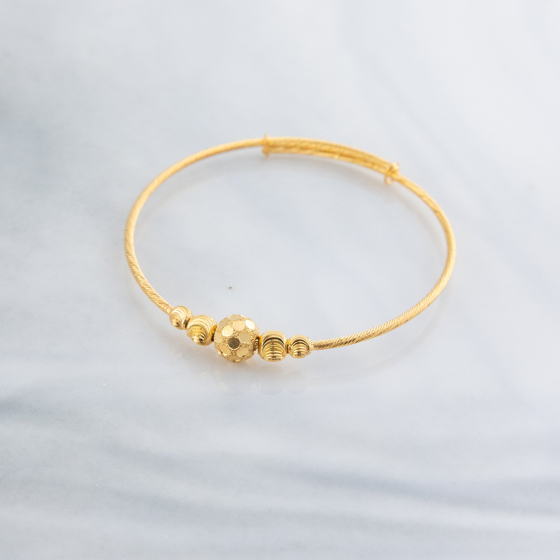 Beads Flex Kids Bangle (D200) - 925 Silver & 24K Gold Plated - Falaq Jewellery Oman