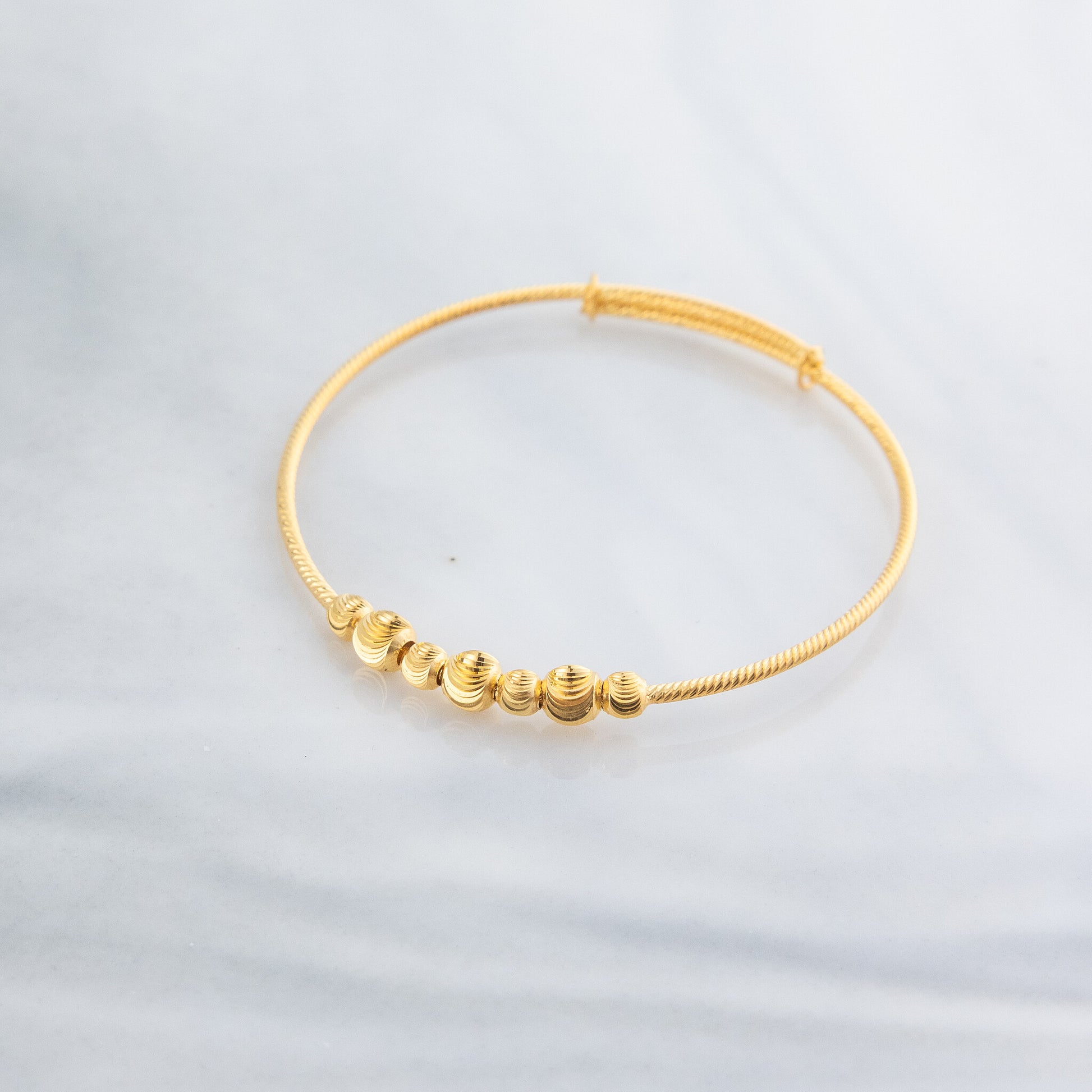 Beads Flex Kids Bangle (D201) - 925 Silver & 24K Gold Plated - Falaq Jewellery Oman