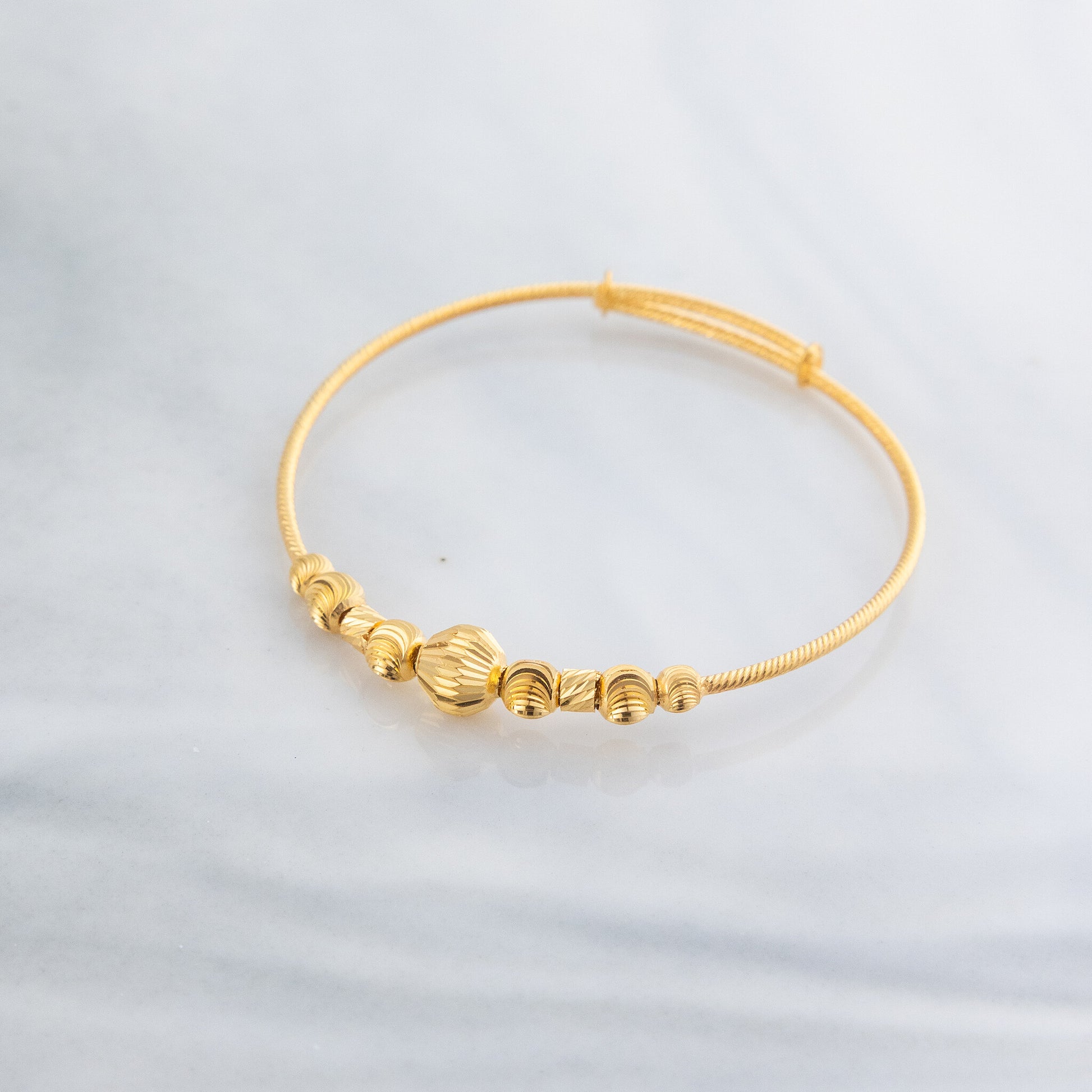 Beads Flex Kids Bangle (D202) - 925 Silver & 24K Gold Plated - Falaq Jewellery Oman