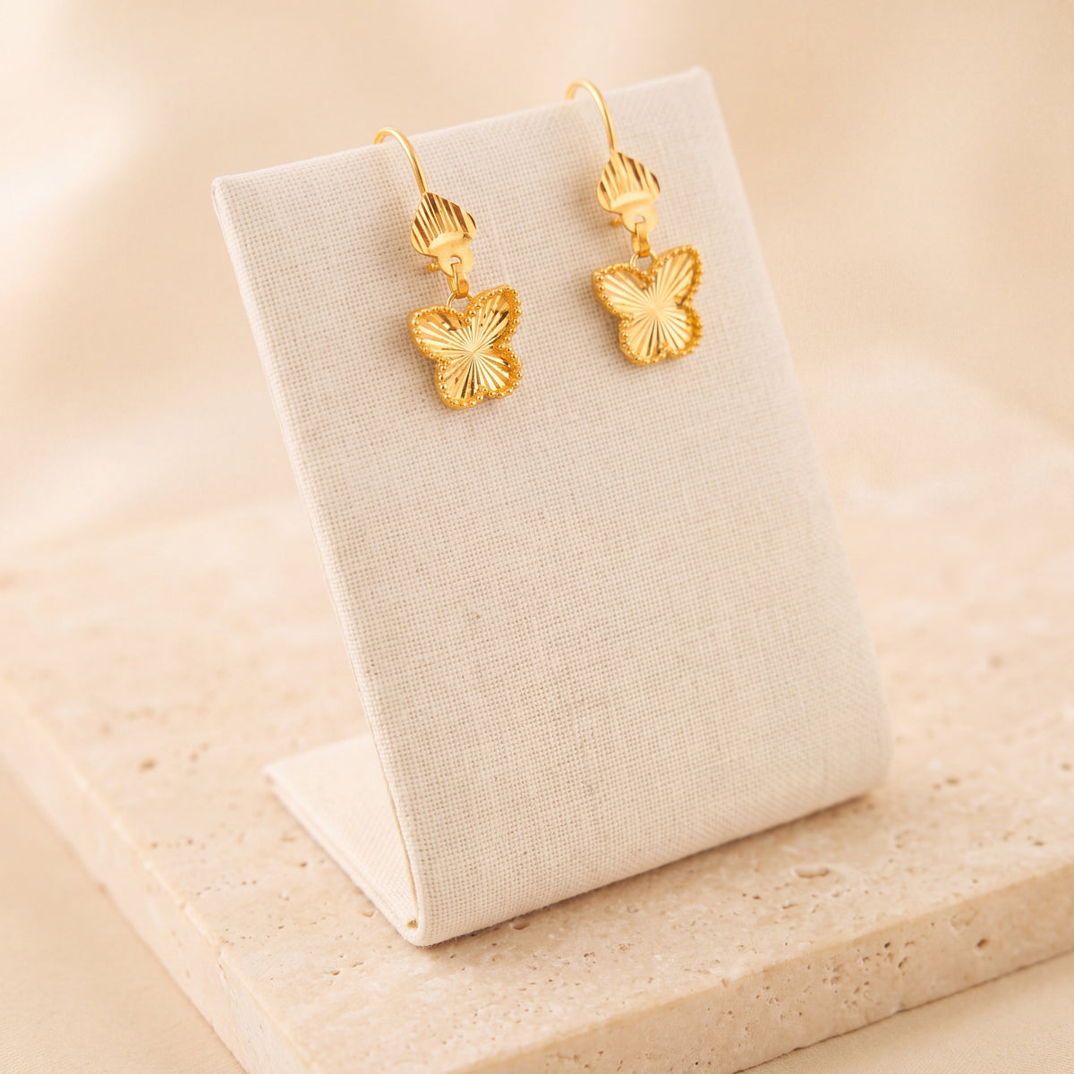 Butterfly Earrings 3 – Butterfly without dangles, on travertine