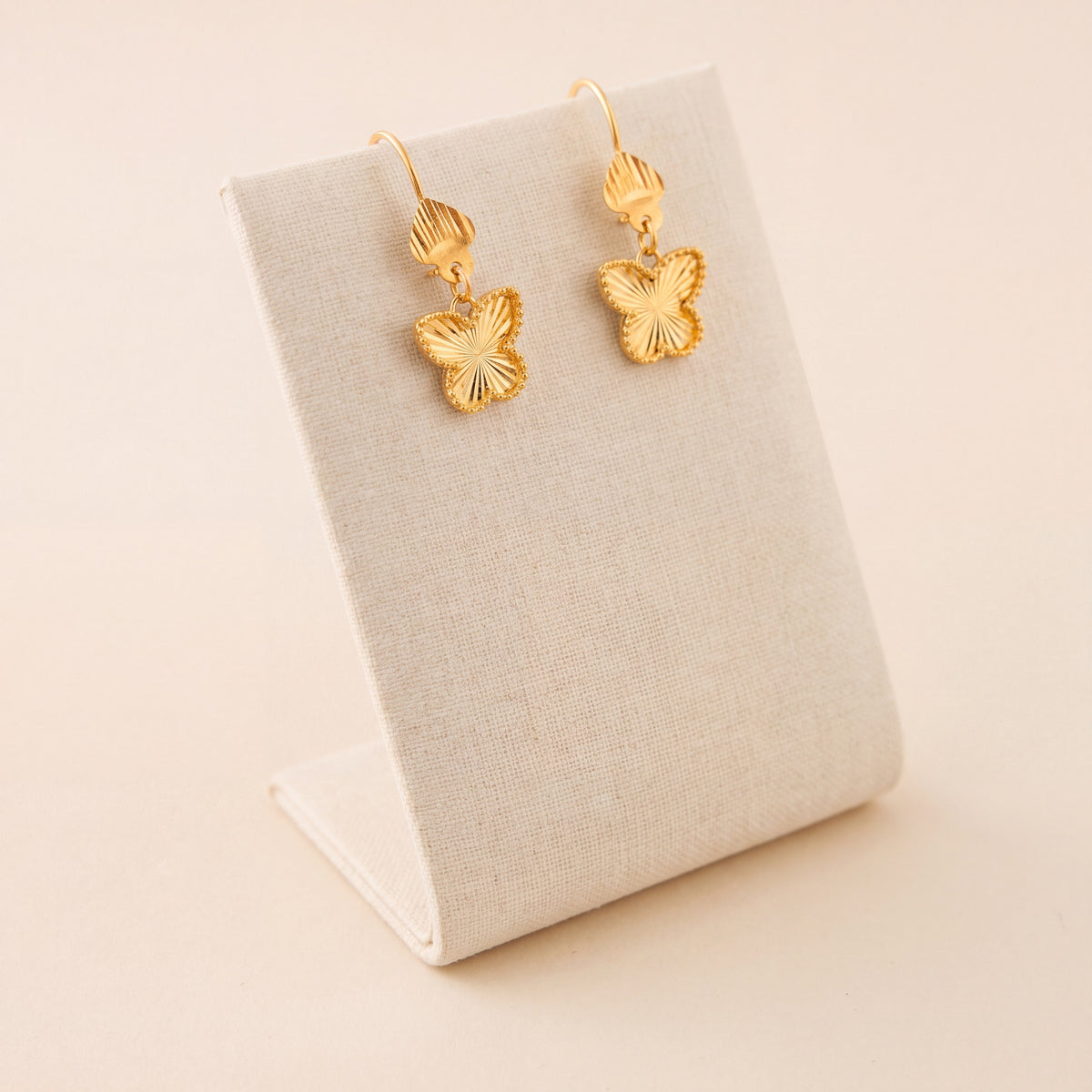 Butterfly Earrings 3 – Butterfly without dangles, 925 silver 24K gold plated