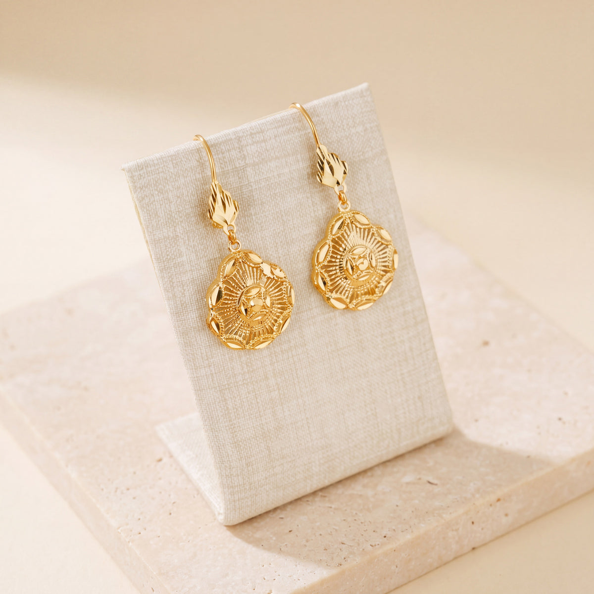 Casting Earrings (D40) on travertine