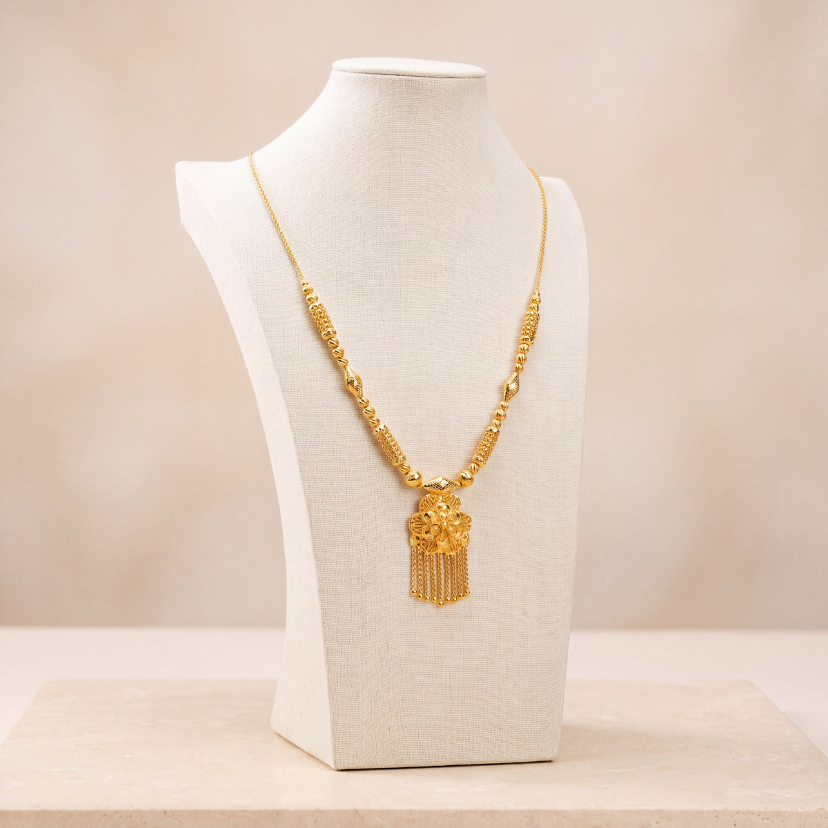 Casting Mala Necklace 13 on travertine