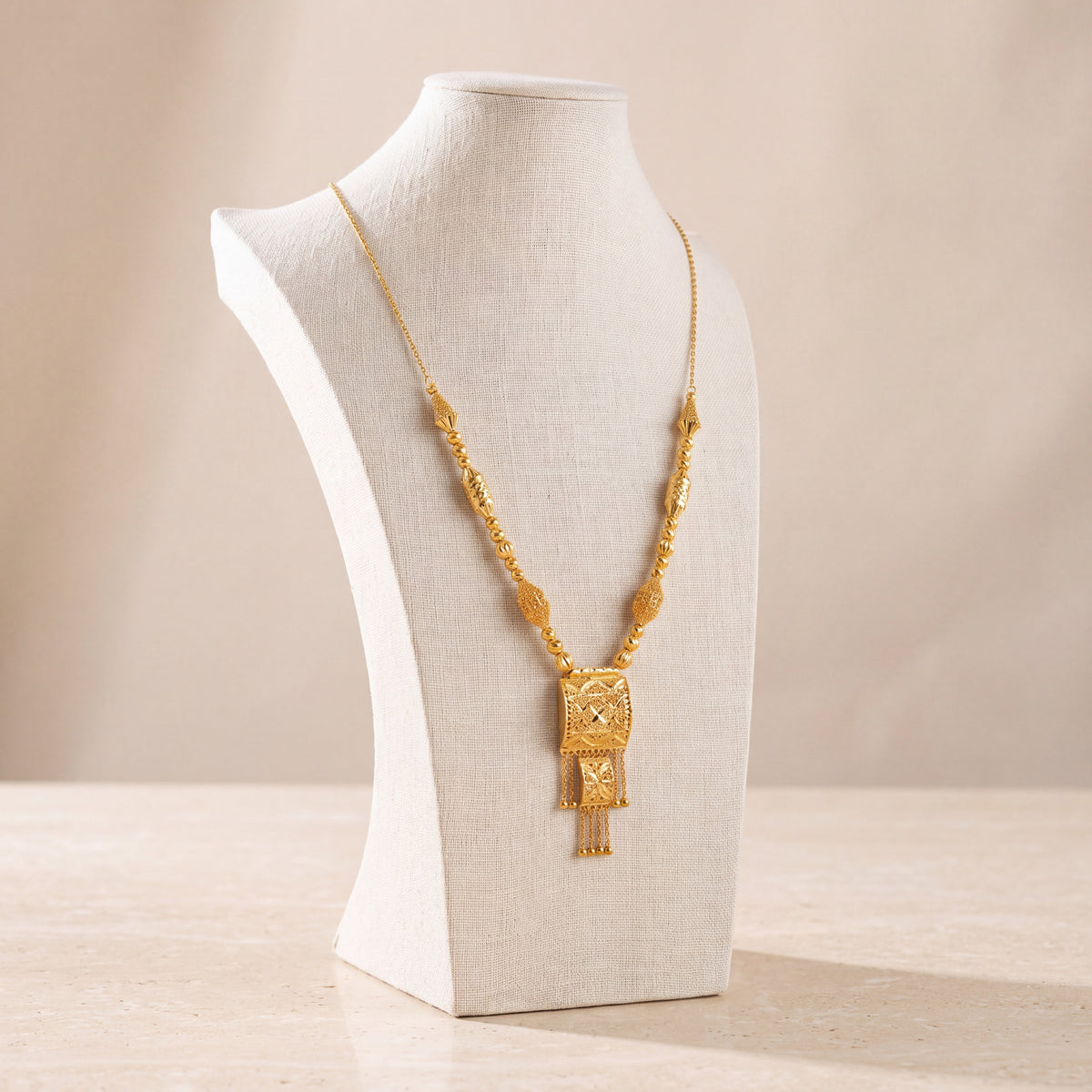 Casting Mala Necklace 17 on travertine