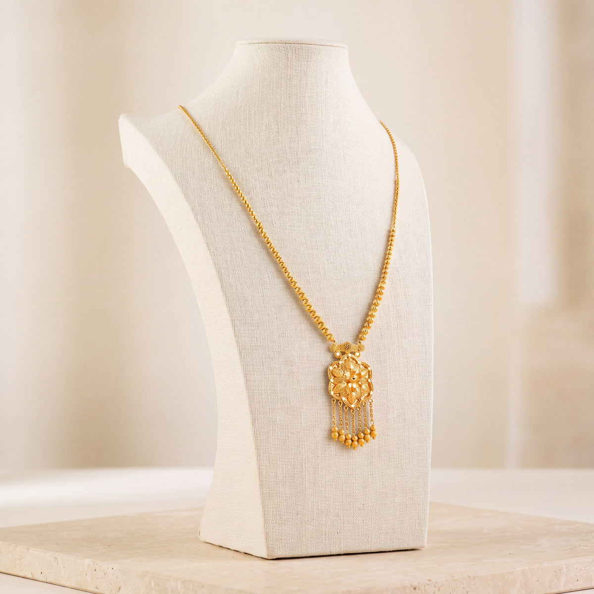 Casting Mala Necklace 46 on travertine