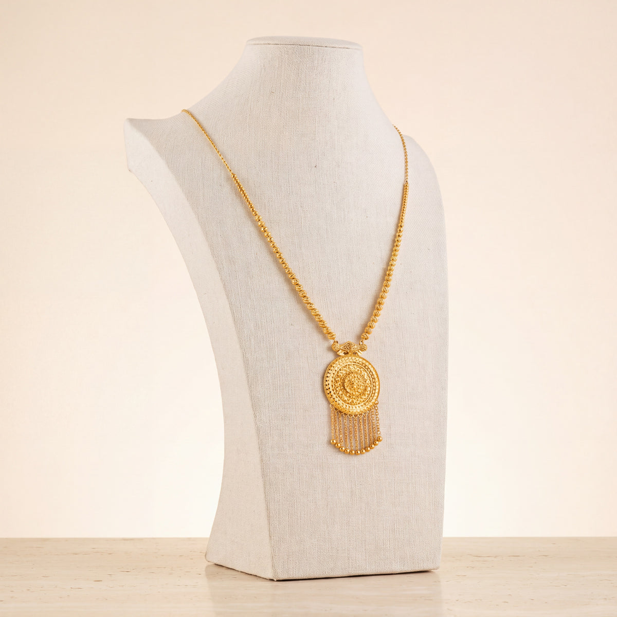 Casting Mala Necklace 48 on travertine