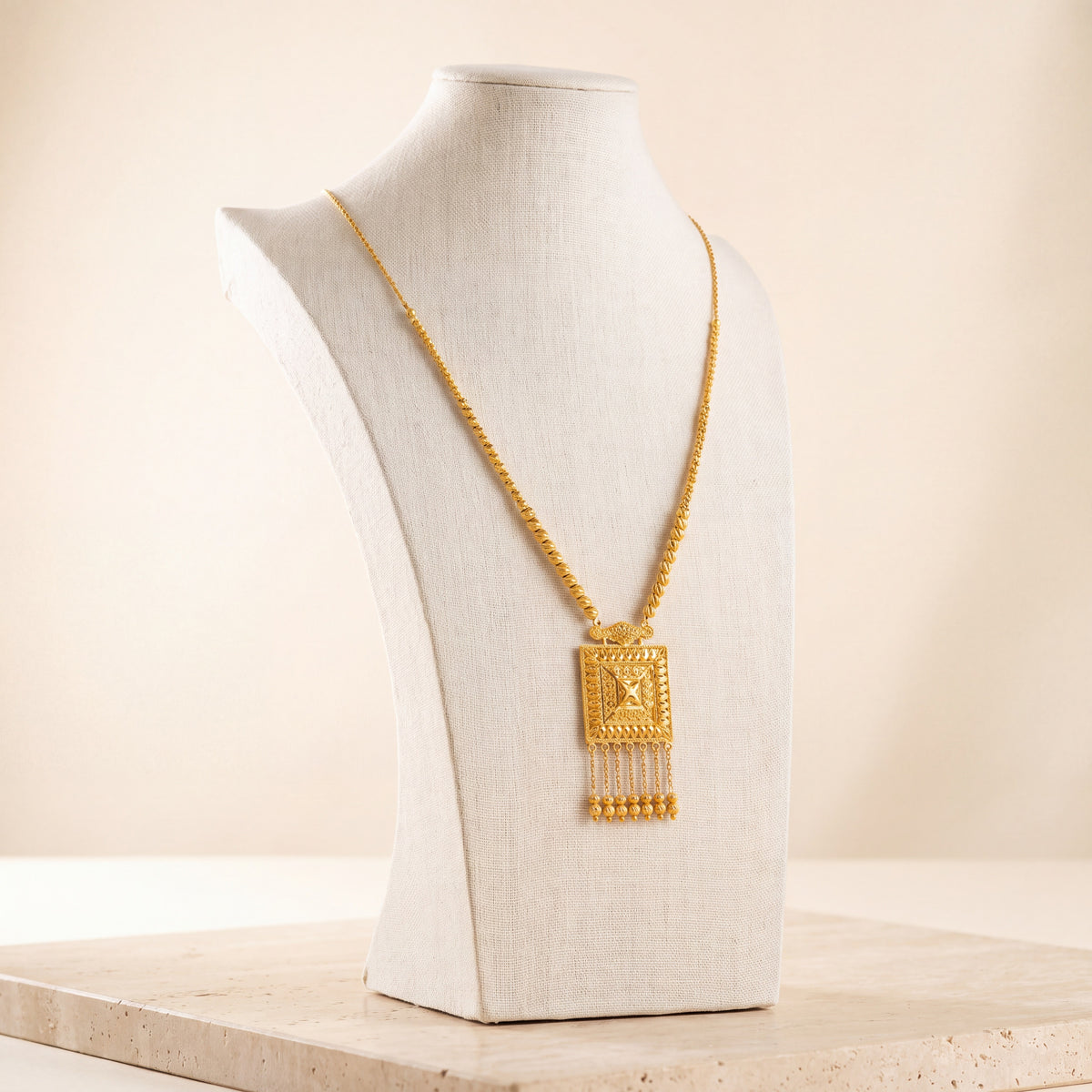 Casting Mala Necklace 50 on travertine