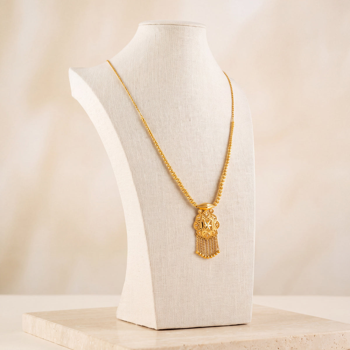 Casting Mala Necklace 51 on travertine