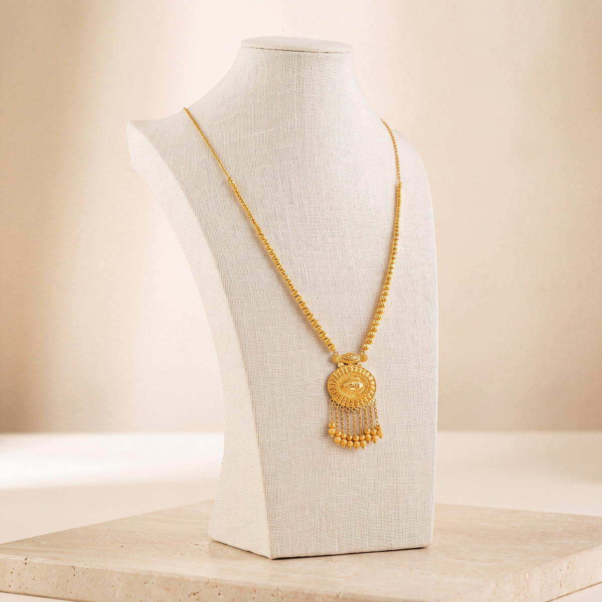 Casting Mala Necklace 58 on travertine