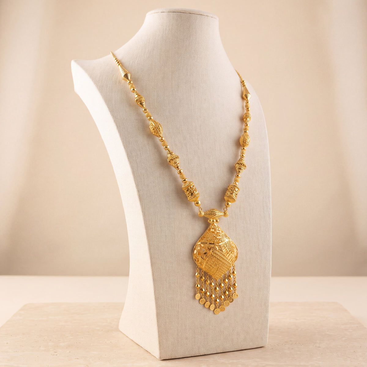 Casting Mala Necklace 63 on travertine