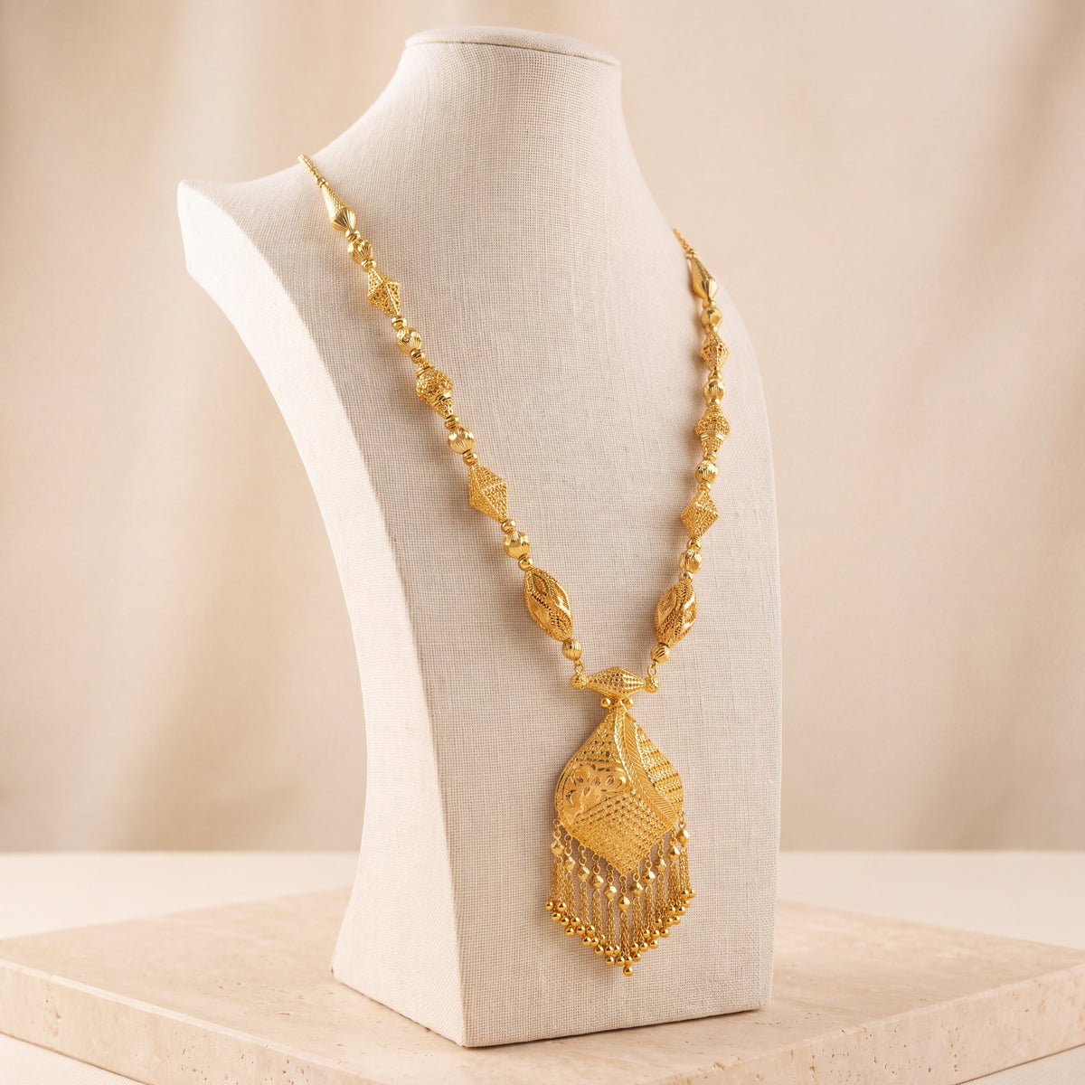 Casting Mala Necklace 66 on travertine
