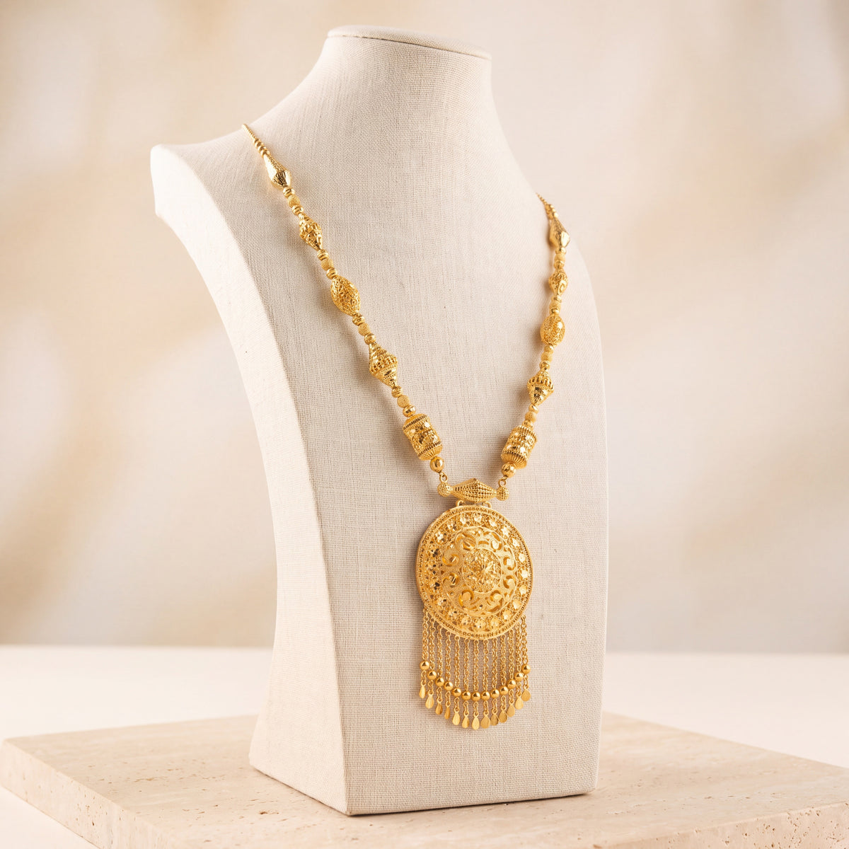 Casting Mala Necklace 67 on travertine