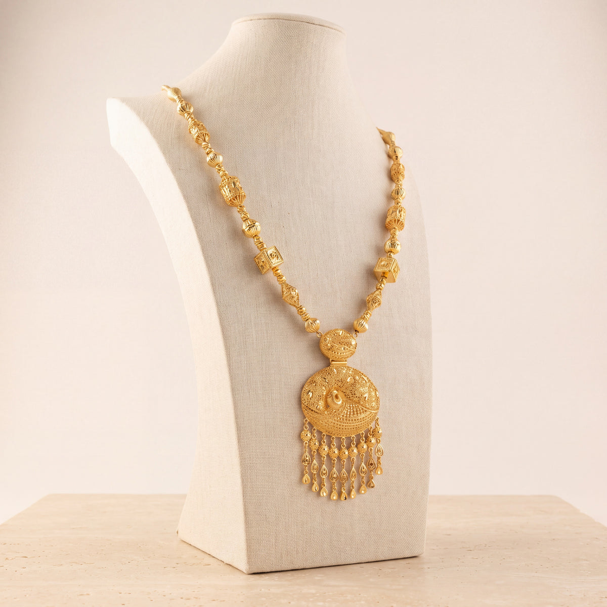 Casting Mala Necklace 68 on travertine