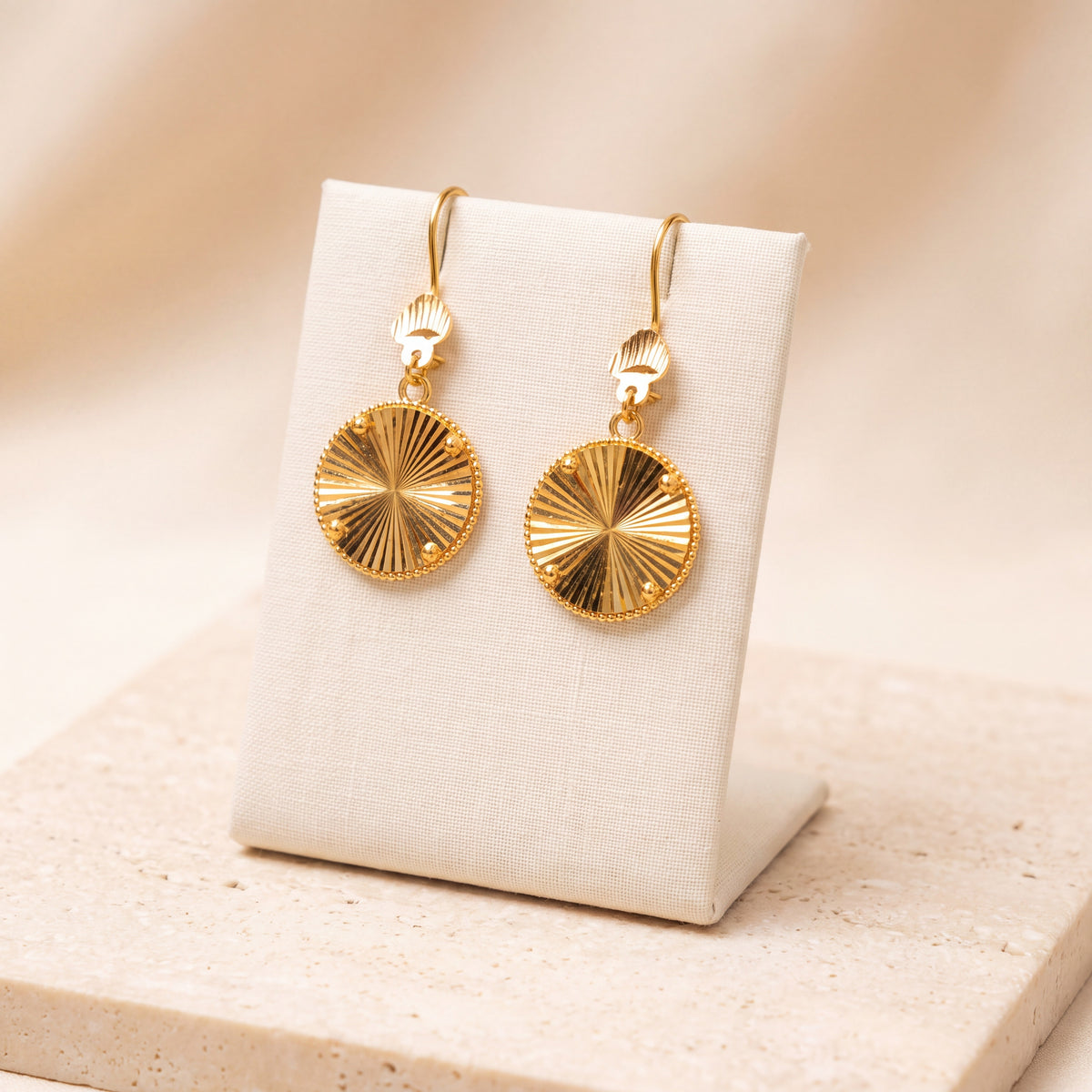 Circle Earrings 1 – Without dangles, on travertine
