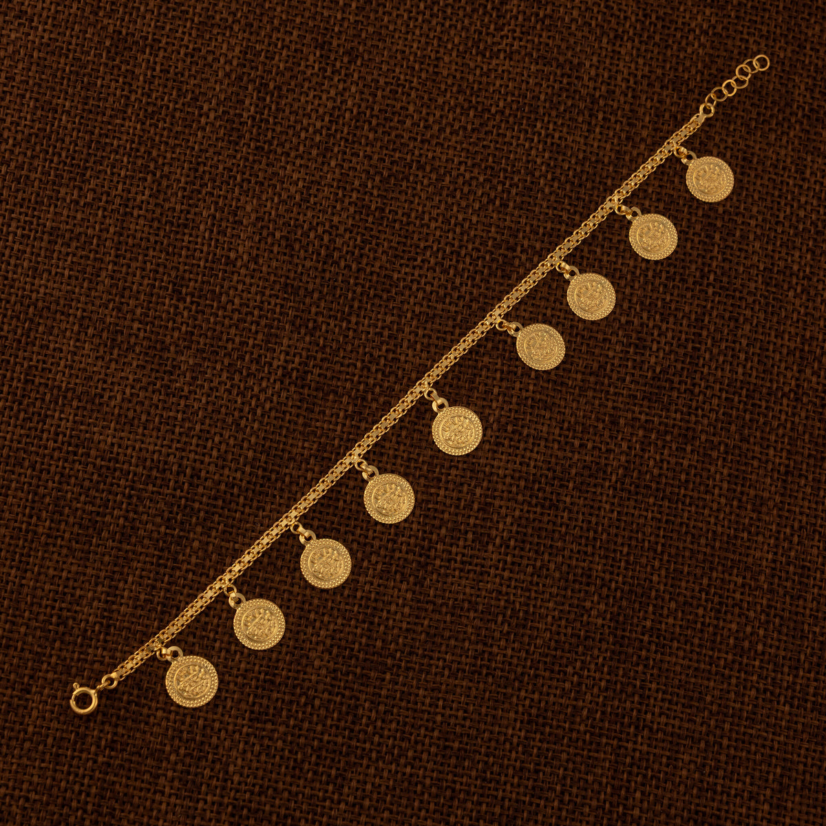 Coin Bracelet (D1) - 925 Silver & 24K Gold Plated - Falaq Jewellery Oman