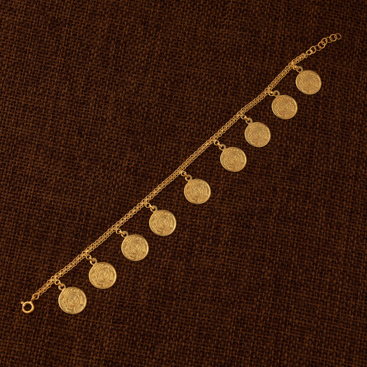Coin Bracelet (D3) - 925 Silver & 24K Gold Plated - Falaq Jewellery Oman
