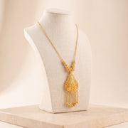 Diamond Cut Drop Mala Necklace 2 on travertine