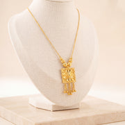 Diamond Cut Frame Mala Necklace 1 on travertine