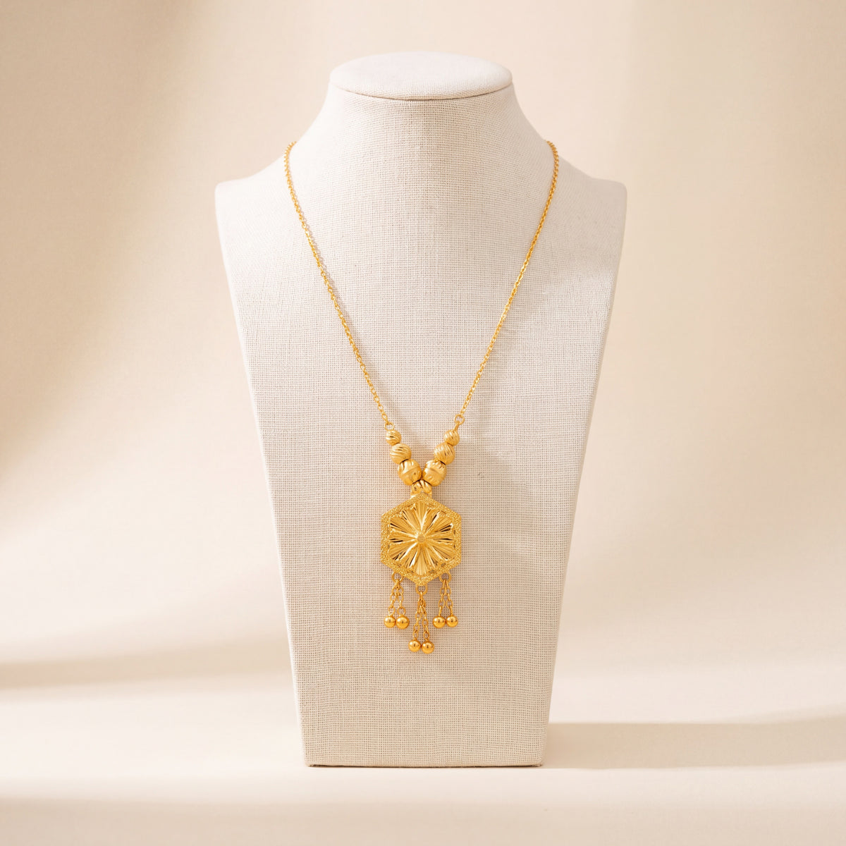 Diamond Cut Hexa Mala Necklace 1, 925 silver 24K gold plated