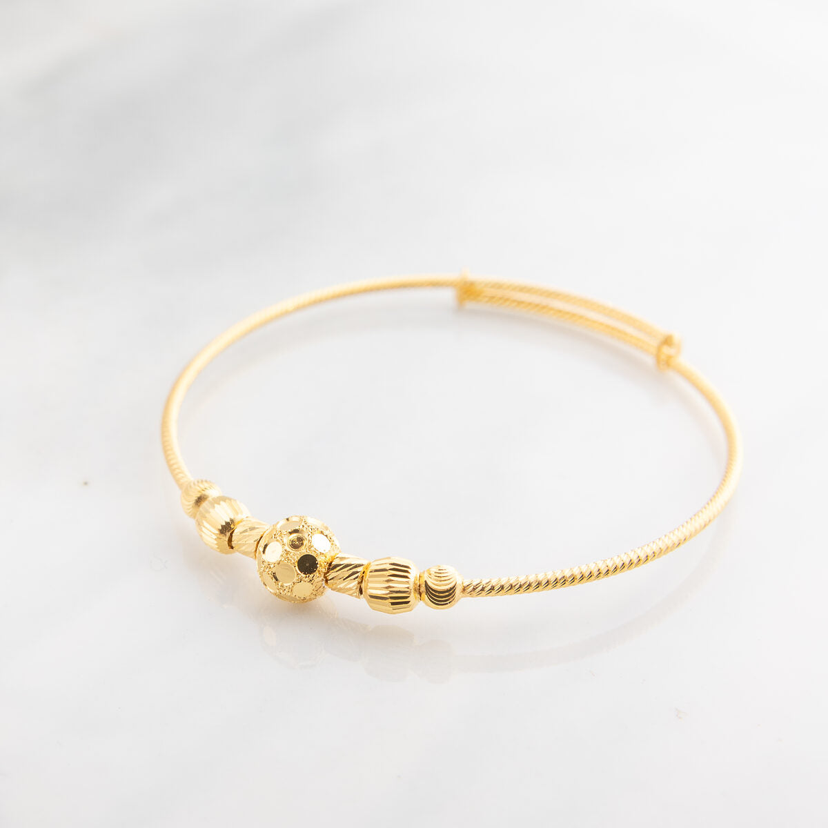 Beads Flex Kids Bangle (D100) - 925 Silver & 24K Gold Plated