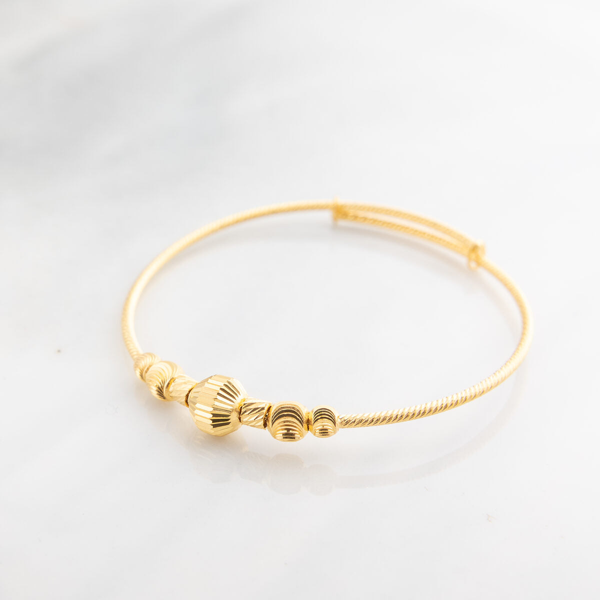 Beads Flex Kids Bangle (D101) - 925 Silver & 24K Gold Plated