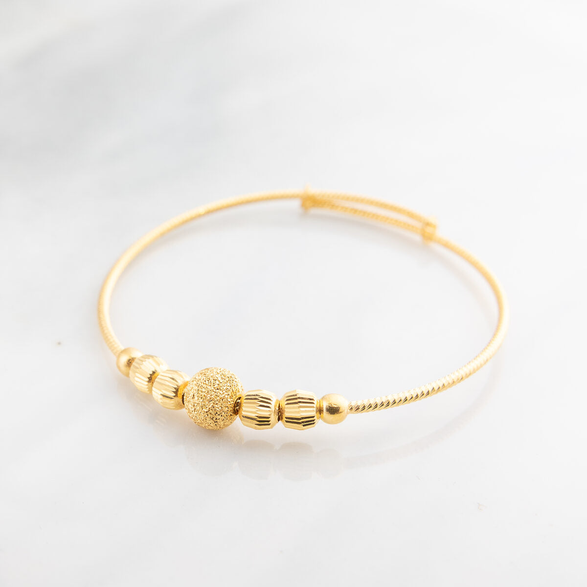 Beads Flex Kids Bangle (D102) - 925 Silver & 24K Gold Plated