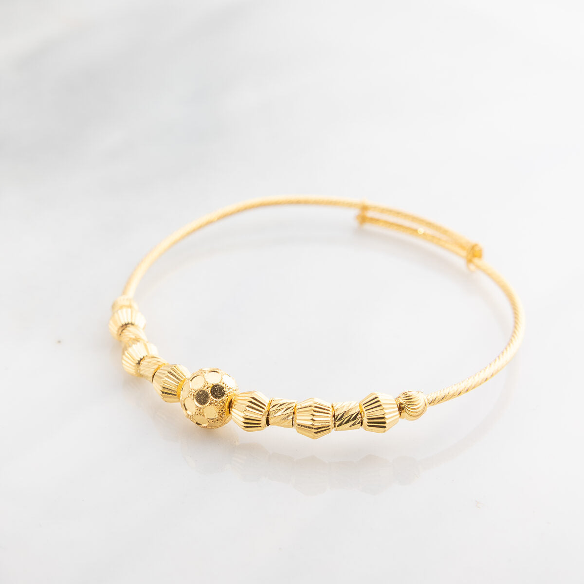Beads Flex Kids Bangle (D105) - 925 Silver & 24K Gold Plated