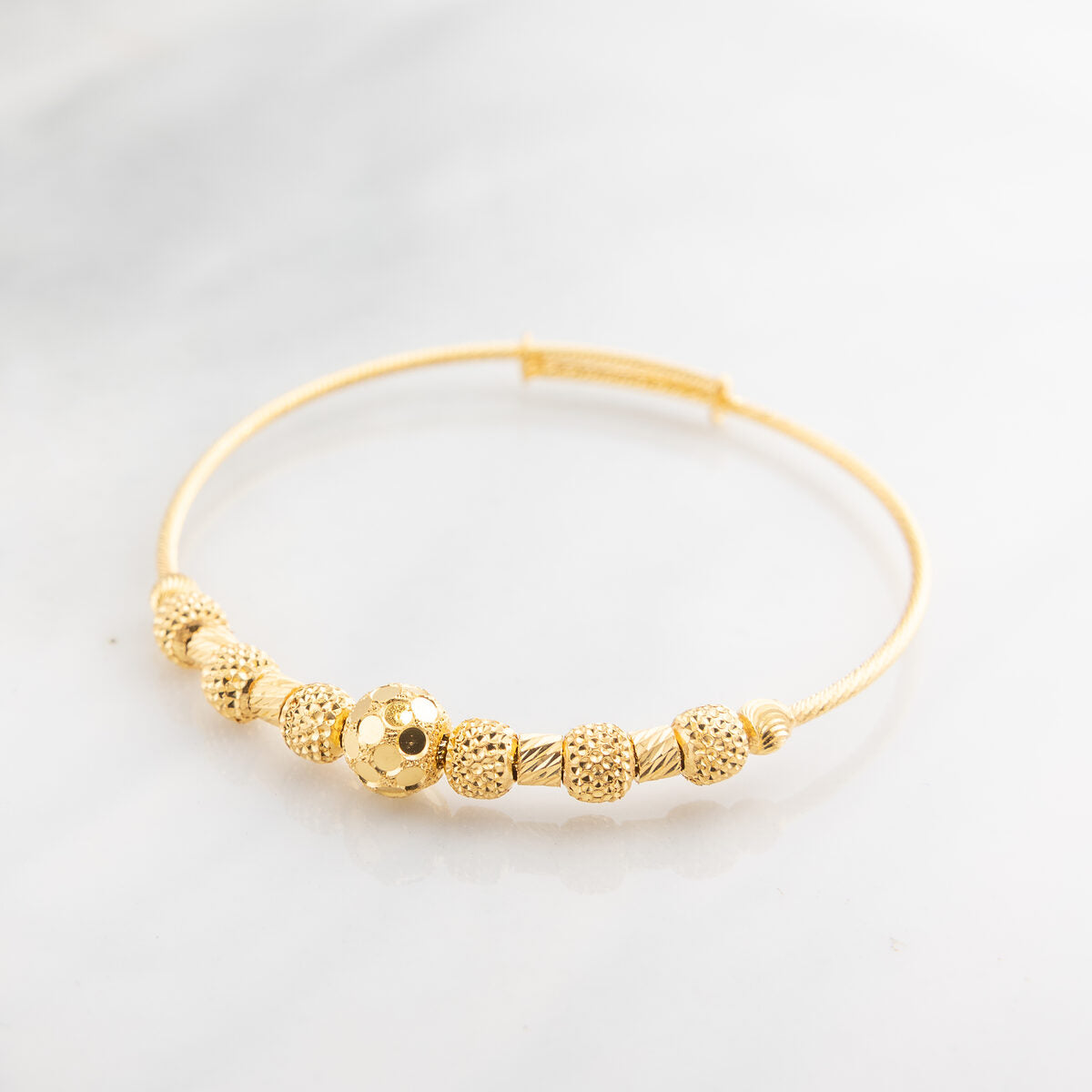 Beads Flex Kids Bangle (D106) - 925 Silver & 24K Gold Plated
