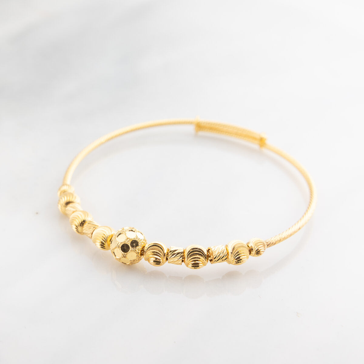 Beads Flex Kids Bangle (D107) - 925 Silver & 24K Gold Plated