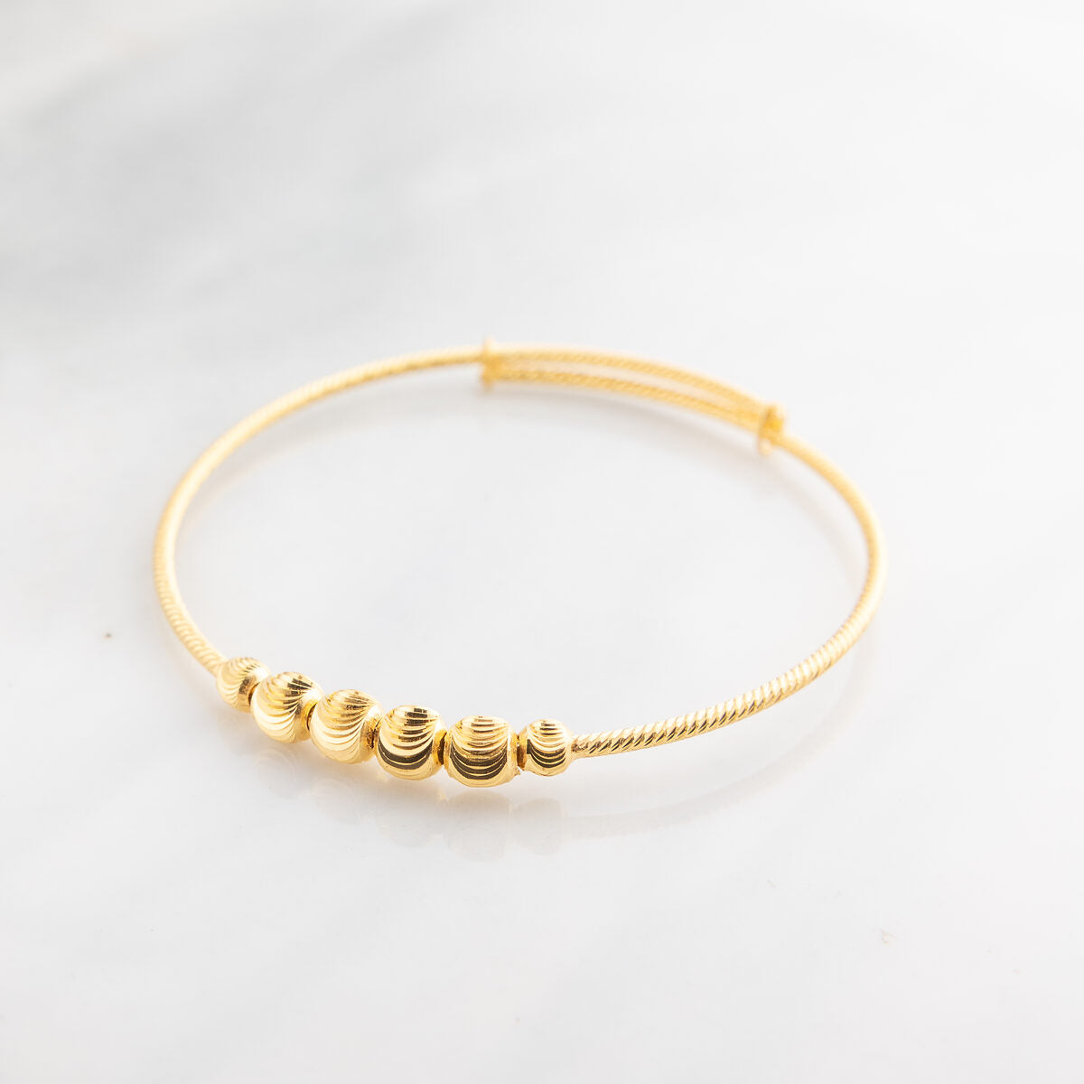 Beads Flex Kids Bangle (D108) - 925 Silver & 24K Gold Plated