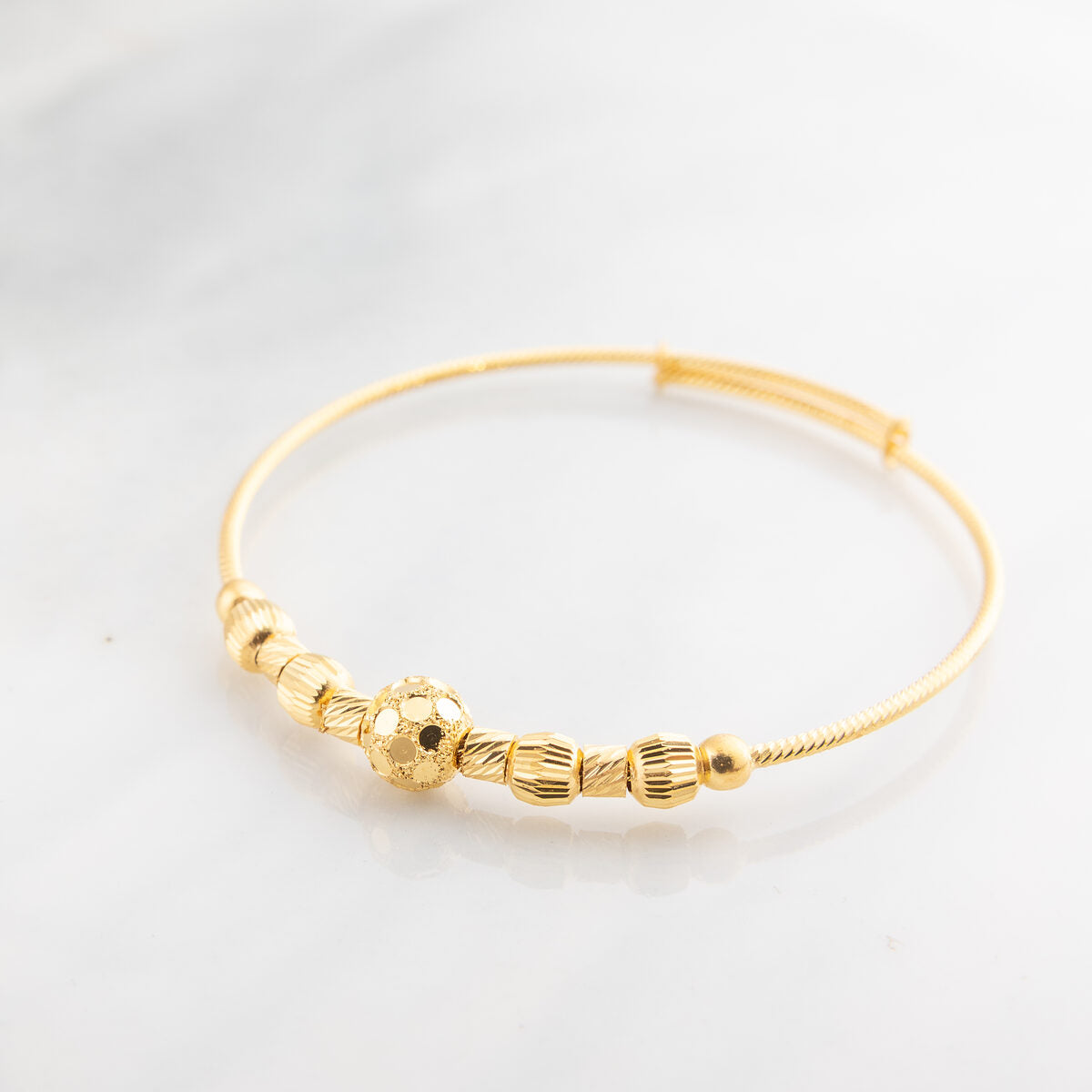 Beads Flex Kids Bangle (D109) - 925 Silver & 24K Gold Plated