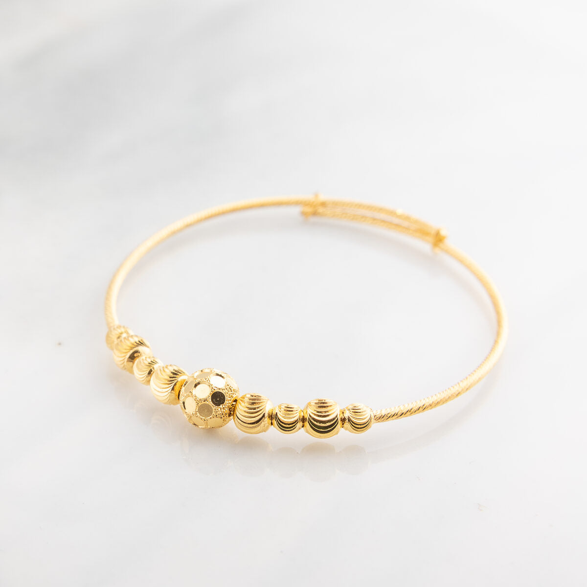 Beads Flex Kids Bangle (D119) - 925 Silver & 24K Gold Plated