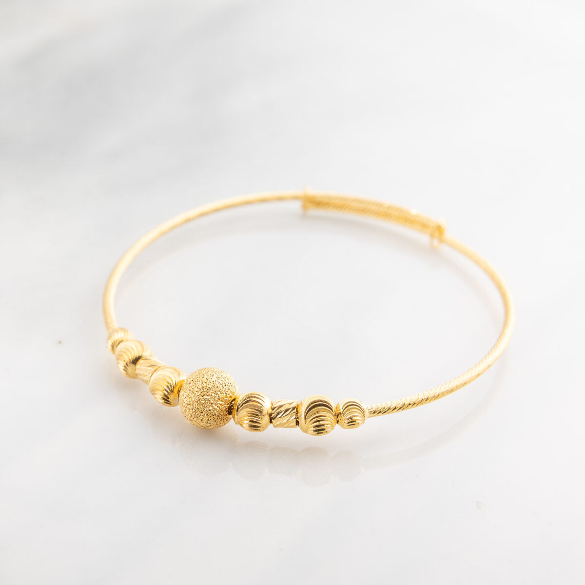 Beads Flex Kids Bangle (D123) - 925 Silver & 24K Gold Plated