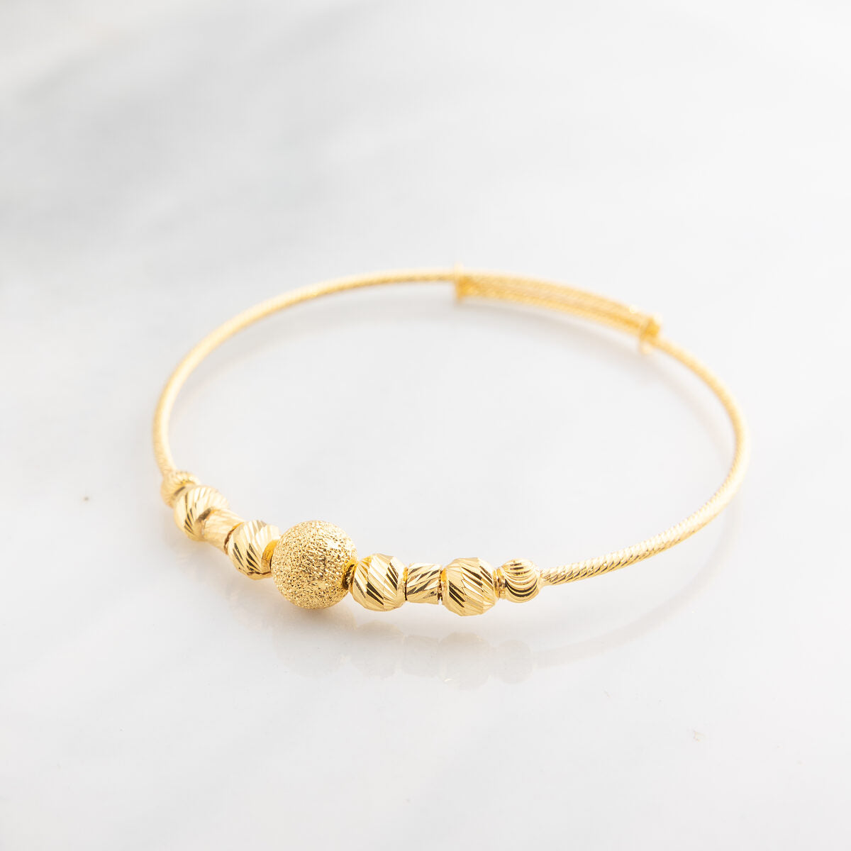 Beads Flex Kids Bangle (D124) - 925 Silver & 24K Gold Plated