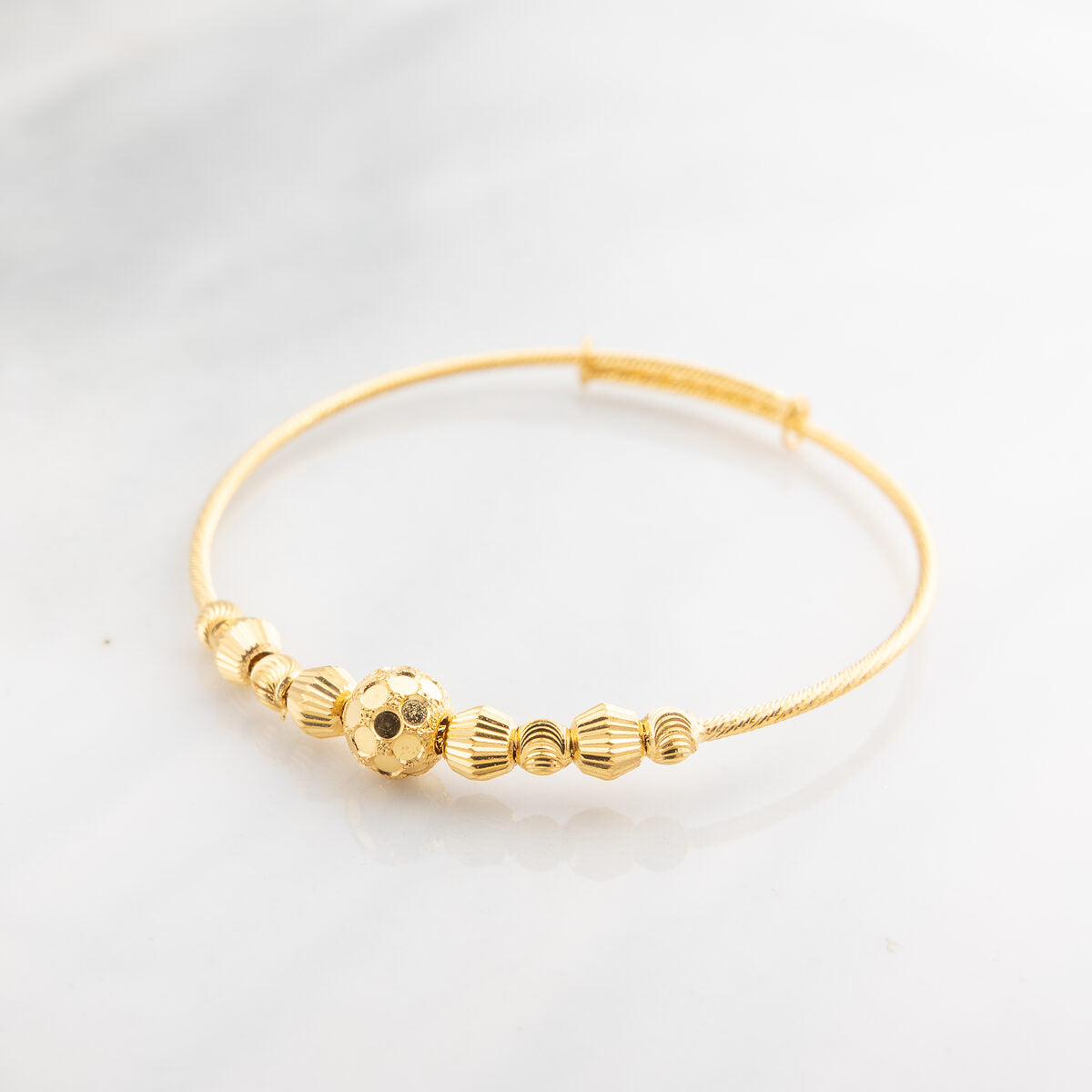 Beads Flex Kids Bangle (D125) - 925 Silver & 24K Gold Plated