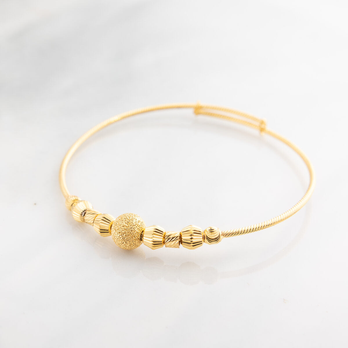 Beads Flex Kids Bangle (D126) - 925 Silver & 24K Gold Plated