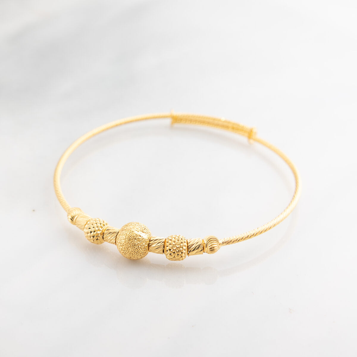 Beads Flex Kids Bangle (D129) - 925 Silver & 24K Gold Plated